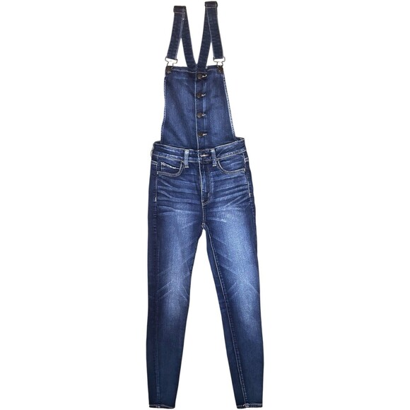 American Eagle Jegging Overalls Size 2R Blue Denim Next Level Stretch Women’s - Picture 1 of 6